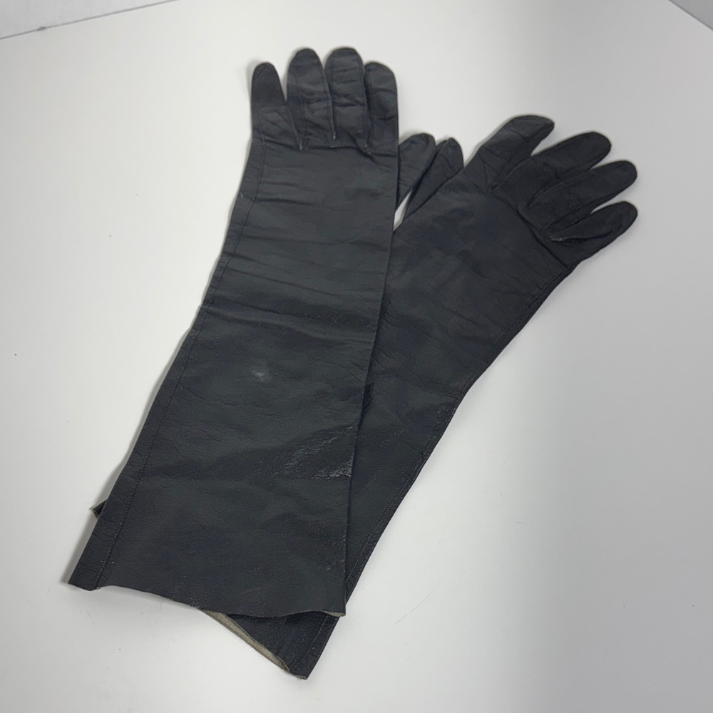 Vintage Strawbridge & Clothier Leather Black Opera Gloves 6.5 Western Germany